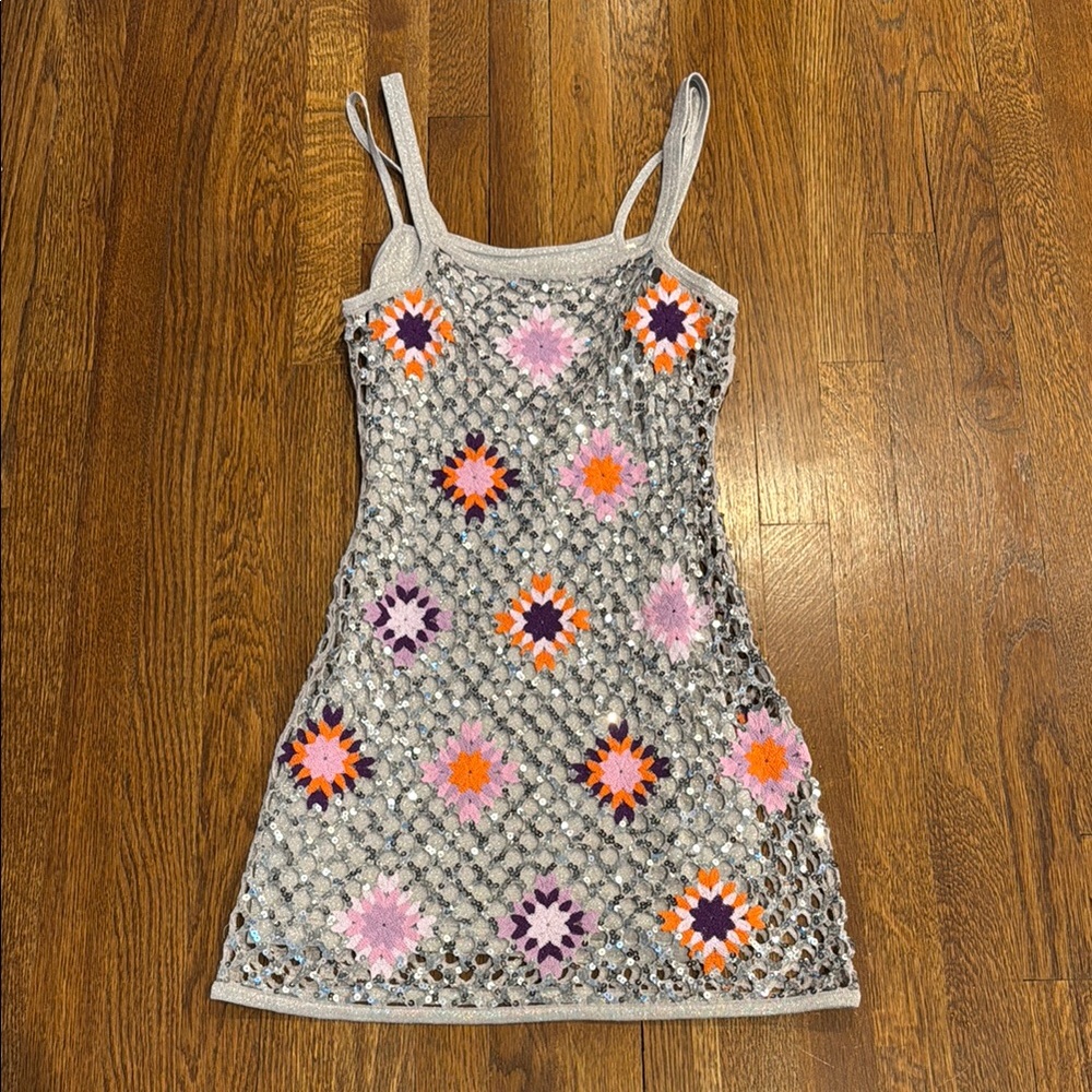 NWOT SANDRO Brunielou sequin-embellished woven mini dress - Picture 3 of 7